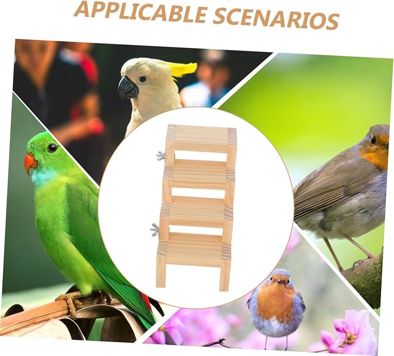 Natural Wooden Bird Ladder Perch Toy Safe Climbing Accessory for Parrots Hamsters Pets - Image 3